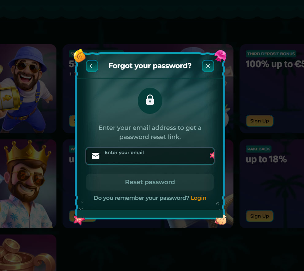 Login bei Slotrize Zugang Sicherheit Passwortwiederherstellung